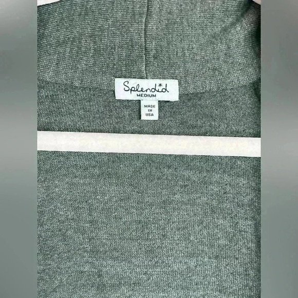 Splendid Open Front Cardigan Cotton Blend Soft Heather Green Womens Size Medium - Picture 6 of 9